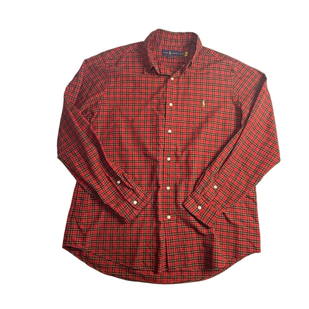 Polo Ralph Lauren Mens XL Classic Fit Red Plaid Button Down up Long Sleeve-2313